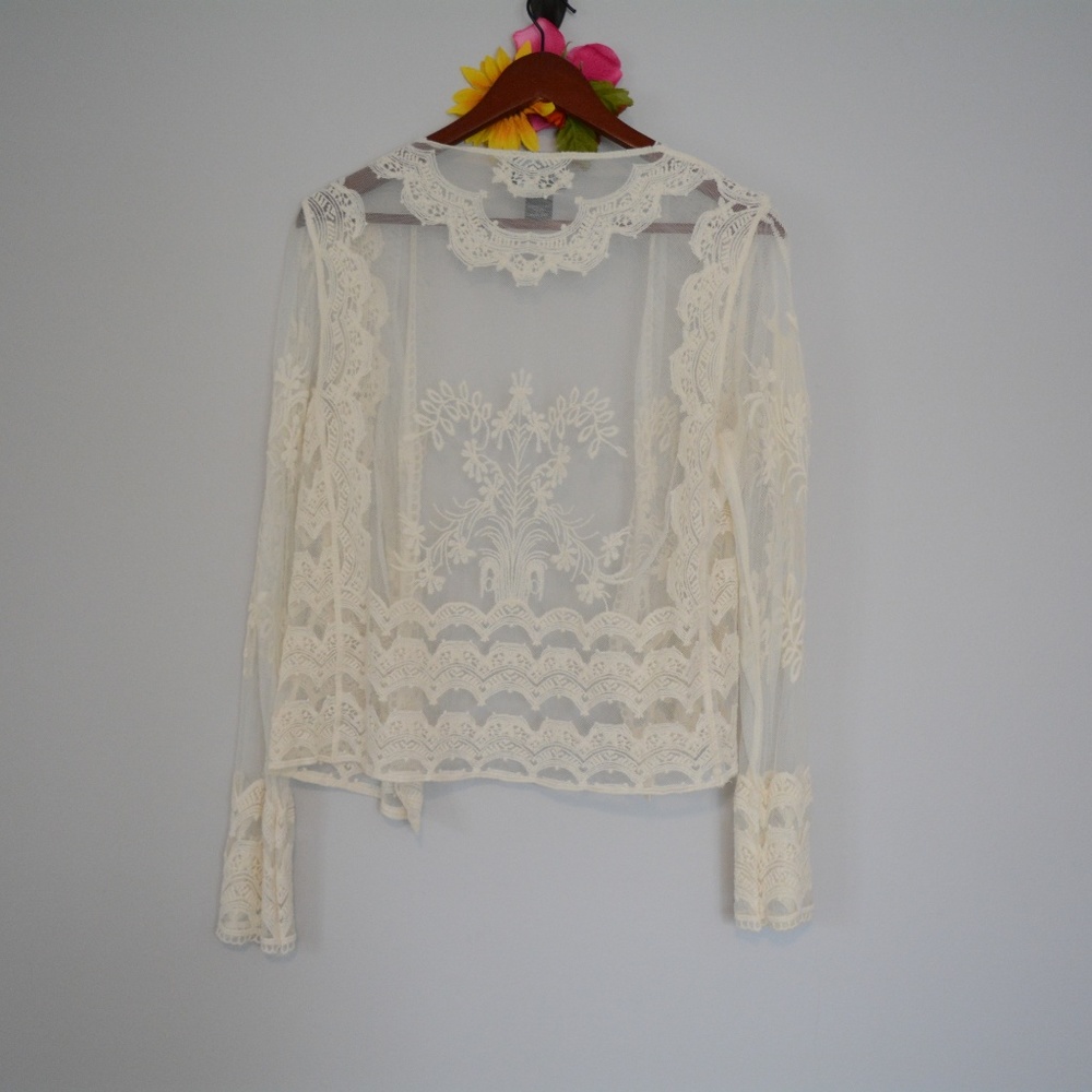 🔥 SALE 🔥 Angie Lace Cream Jacket Blouse S - Picture 5 of 8